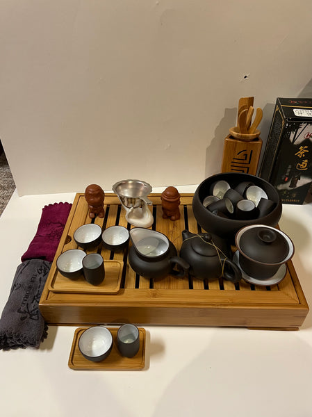 Large Tea Set 33pcs with Extra Large Bamboo Tea Tray – Music City Tea