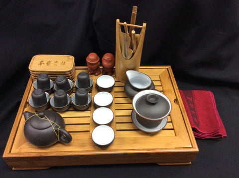 Yixing tea set with large Size Bamboo Tea Tray 29pcs