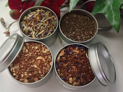 Flavor Tea Sampler( with clear tin on top 4 tins) Indian Tea
