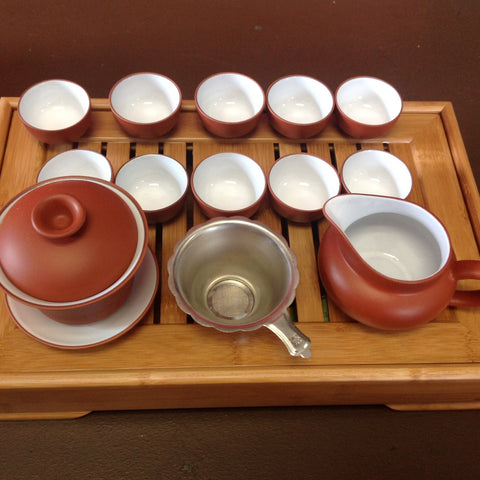 Red and White Tea Set with gift box #612