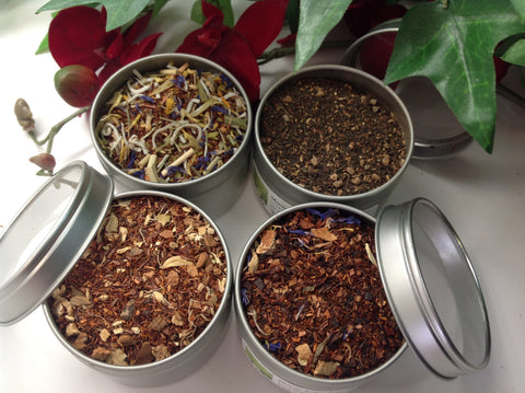 Flavor Tea Sampler( with clear tin on top 4 tins) Indian Tea