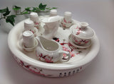 Gaiwan- Floral porcelain tea set With Large tea tray