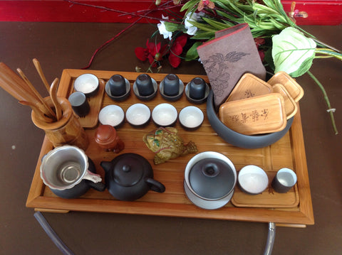 Yixing Tea Set Black and White Large Set Total 30pcs $189