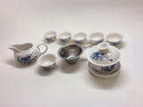 Gaiwan tea set Blue and white peony