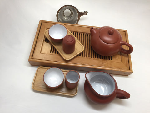 Yixing Tea pot 4.5 oz Set( Red Zhisha) #212 12 pcs Xishi R