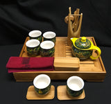 Large tea set with bamboo tea tray