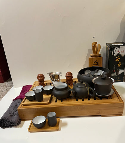 Large Tea Set 33pcs with Extra Large Bamboo Tea Tray