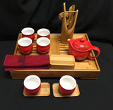 Large tea set with bamboo tea tray
